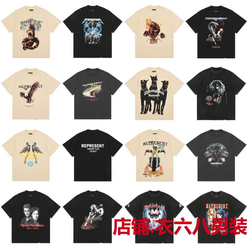 represent Doberman Dog cleanfit Short-sleeved Boys Couple High Street Loose American Niche Fashion Brand Summer T-shirt