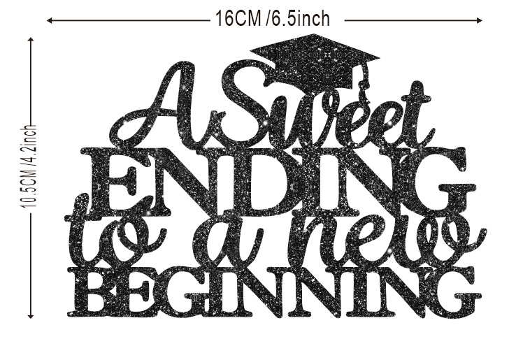 Pastel de inserción de la tarjeta de decoración superior 2024 College High School graduación decoración del partido suministros negro flash creativo transfronterizo