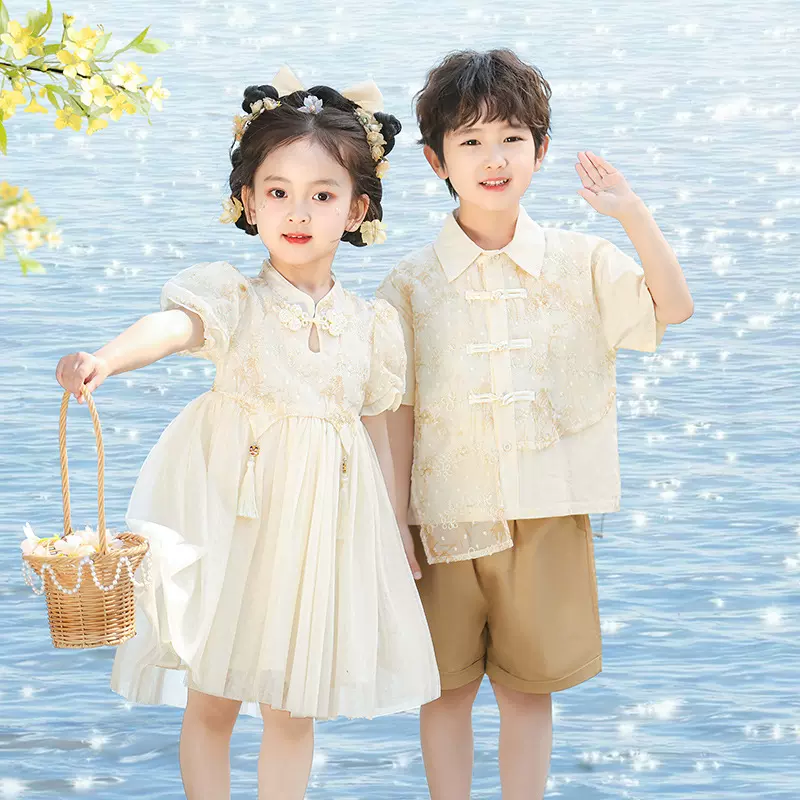 六一儿童夏季演出服幼儿园毕业照古装汉服小学生舞蹈合唱朗诵班服