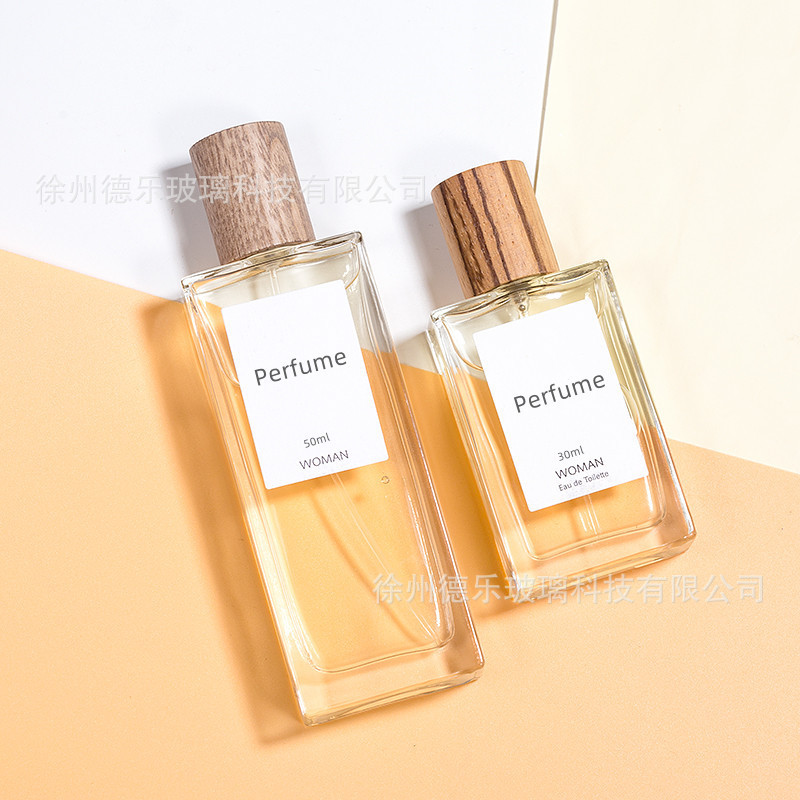 Wholesale glass perfume sub-bottling clamp mouth press spray bottle fragrance cosmetics sub-bottling walnut cap