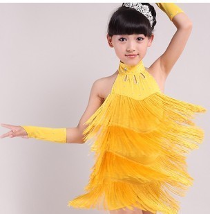  New Children's Fringe Latin Dance Performance Costume Training Suit Girl Dance Costume Children's Competition Performance Suit