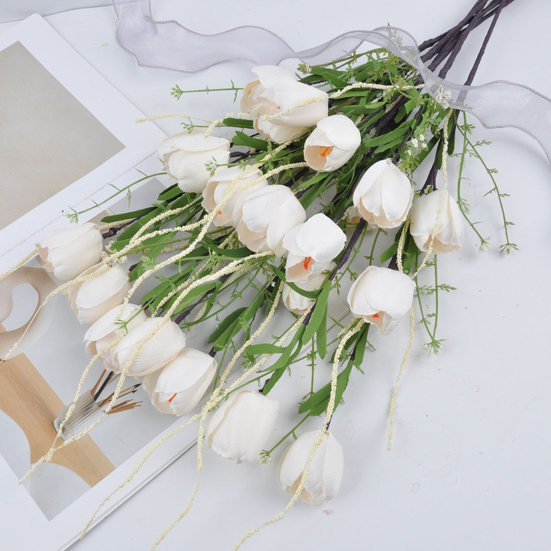Artificial Tulip Flower Real Touch Tulip Cross-Border Popular Dining Table Home Office Wedding Home Decoration