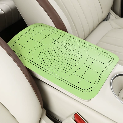 Armrest box pad — suede cartoon heart perforated armrest