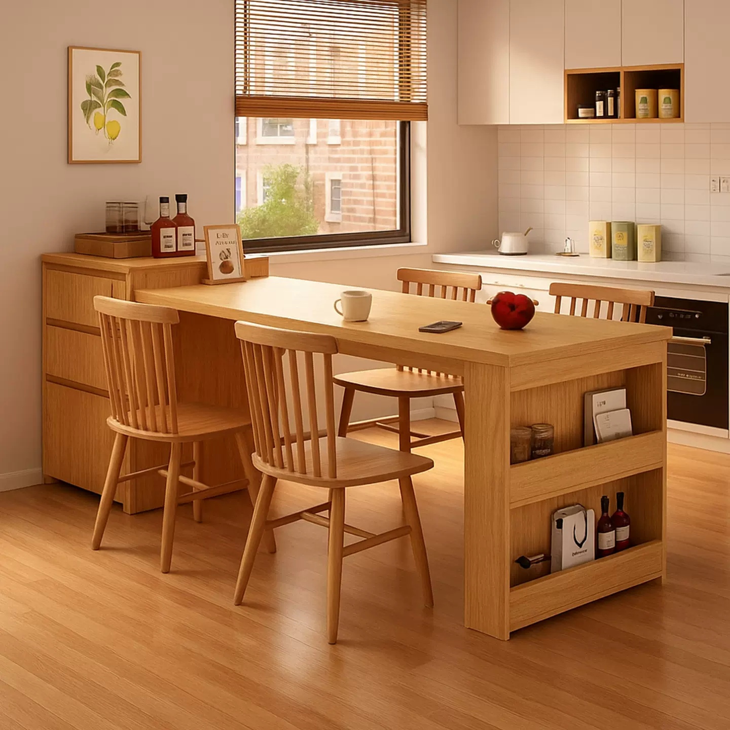 岛台餐桌一体家用小户型开放厨房吧台隔断柜现代简约客厅家用吧台