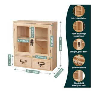 Cross-border Wooden Box Storage Box Vintage Desktop Office Wooden Desk Storage Wooden Rack Solid Wood Cup Storage Cabinet