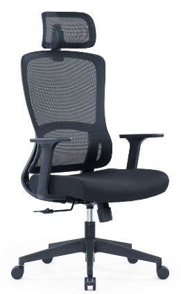 办公椅老板椅独立头枕久坐舒适固定扶手转椅电脑椅高弹网椅简约款