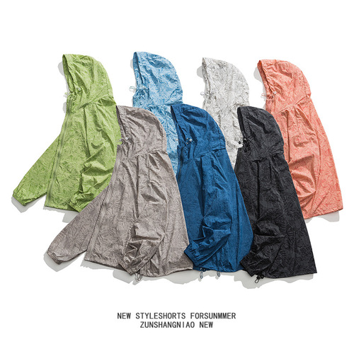 Sun protection clothing for men and women, summer thin outdoor UV protection skin clothing for couples, casual sports hooded jacket outerwear