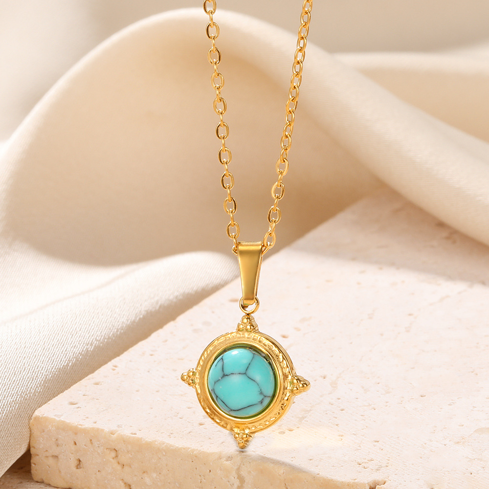 20g Weight 0.03µm-0.05µm Gold Plating Thickness PVD Coated Gold Plating Process Lobster Trigger Clasp Closure Clasp Closure Type 18K Real Gold Plated Plating Material 304 Stainless Steel Pendant Material Natural Stone, December Birthstone Turquoise Inlay Material Pendant Necklace Classification 304 Stainless Steel Chain Material 1 Piece Quantity Holiday, Daily Occasion 304 Stainless Steel Material Geometric Pattern Women's Gender Retro, Classic Style Style Waterproof Non Tarnish, Plating, Inlay Craft PVD Coated Real Gold Plated Geometric Titanium Steel Retro Classic Style Waterproof Non Tarnish Titanium Steel Lobster Trigger Clasp Closure Pendant Necklace 14