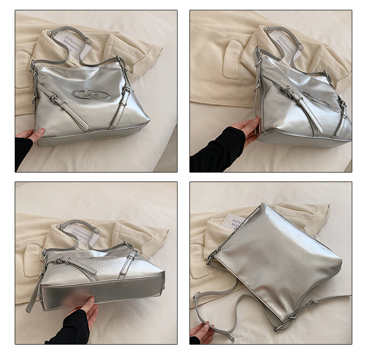 Tragbare, modische Strukturtasche mit großem Fassungsvermögen für Damen, neue Pendler-Einkaufstasche, einfache Achseltasche für alle Gelegenheiten, 2023_voghion.com