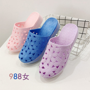 Wentu Slippers, Comfortable European and American Style Home Couple Summer Bathroom Slippers, Simple New Style Women's Flats Bottom Thick Heel