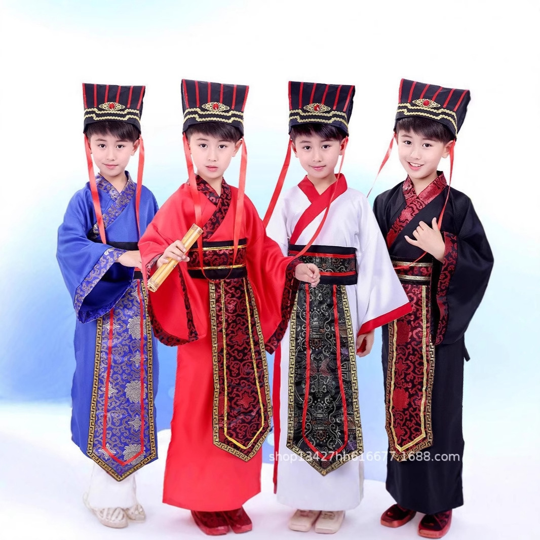 Children's costumes for the Romance of the Three Kingdoms, Spring and Autumn Hanfu, boys' textbook drama costumes, Zhuge Liang, Cao Cao, Lu Su (male)