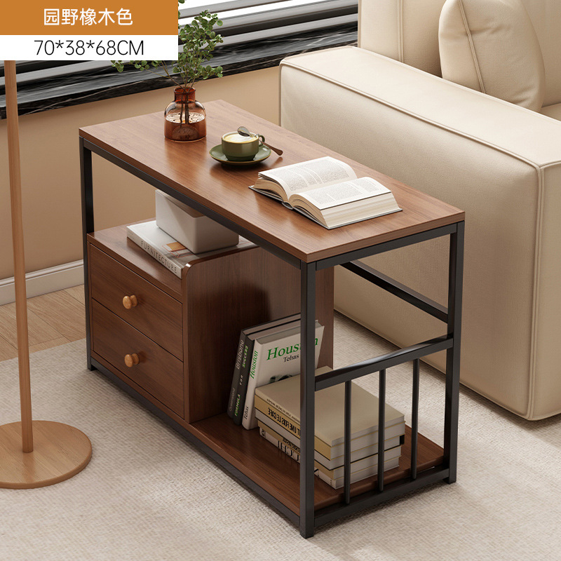 Mesa de té pequeña mesa de estante sofá gabinete lateral móvil mesa de té lateral gabinete estrecho balcón mesa de té ocio