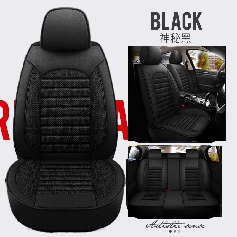 Universal Car Seat Cover Linen Full Surround Seat Cushion Four Seasons (Seat cushion, seat cover) - linen-full-coverage