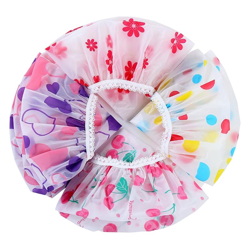 PEVA New Pastoral Thickened Waterproof High-end Frosted Printing Lace Increase Shower Cap Makeup Cap Manufacturer