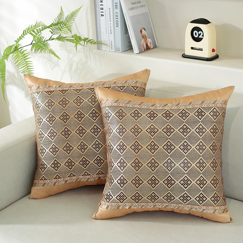 Summer Ice Rattan Double-Sided Mat Cushion Cover Summer Sofa Pillow Cover Ice Silk Rattan Mat Backrest Office
