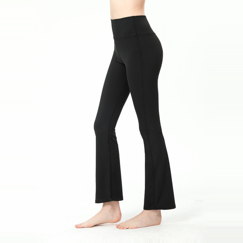 Cross-border high-waist butt-lifting yoga pants for women to wear as outerwear, slimming and slightly flared dance pants, training nude sports fitness pants