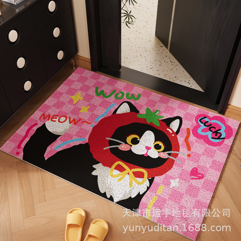 Cute Pet Entrance Door Floor Mat, Mud Scraping, Dirt-Resistant Silk Circle Floor Mat, Home Entrance Mat, Carpet Can Be Cut