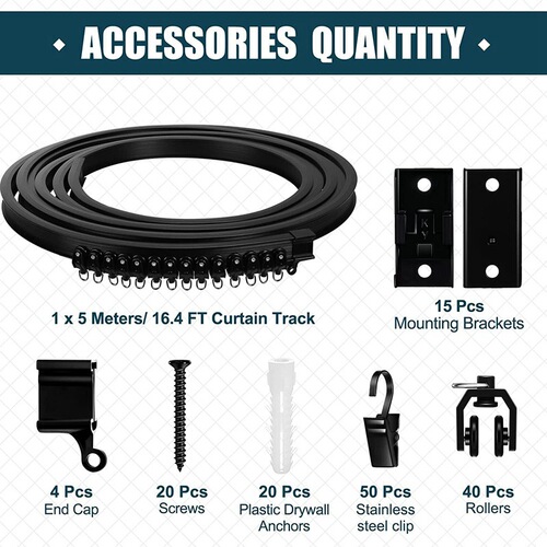 5-meter black curved rail stainless steel track fitting, curved road track rail fitting, curtain fitting