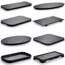 【新款】日式盘子烧鸟盘日料盘烤肉盘寿司盘商用黑色石纹密胺餐具