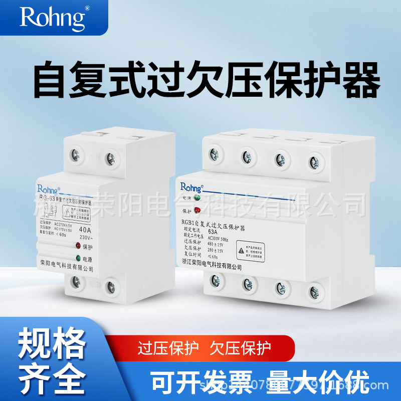 Rongyang manufacturer's self -reciprocating overvoltage underwriter 2P63A protects household appliances economy