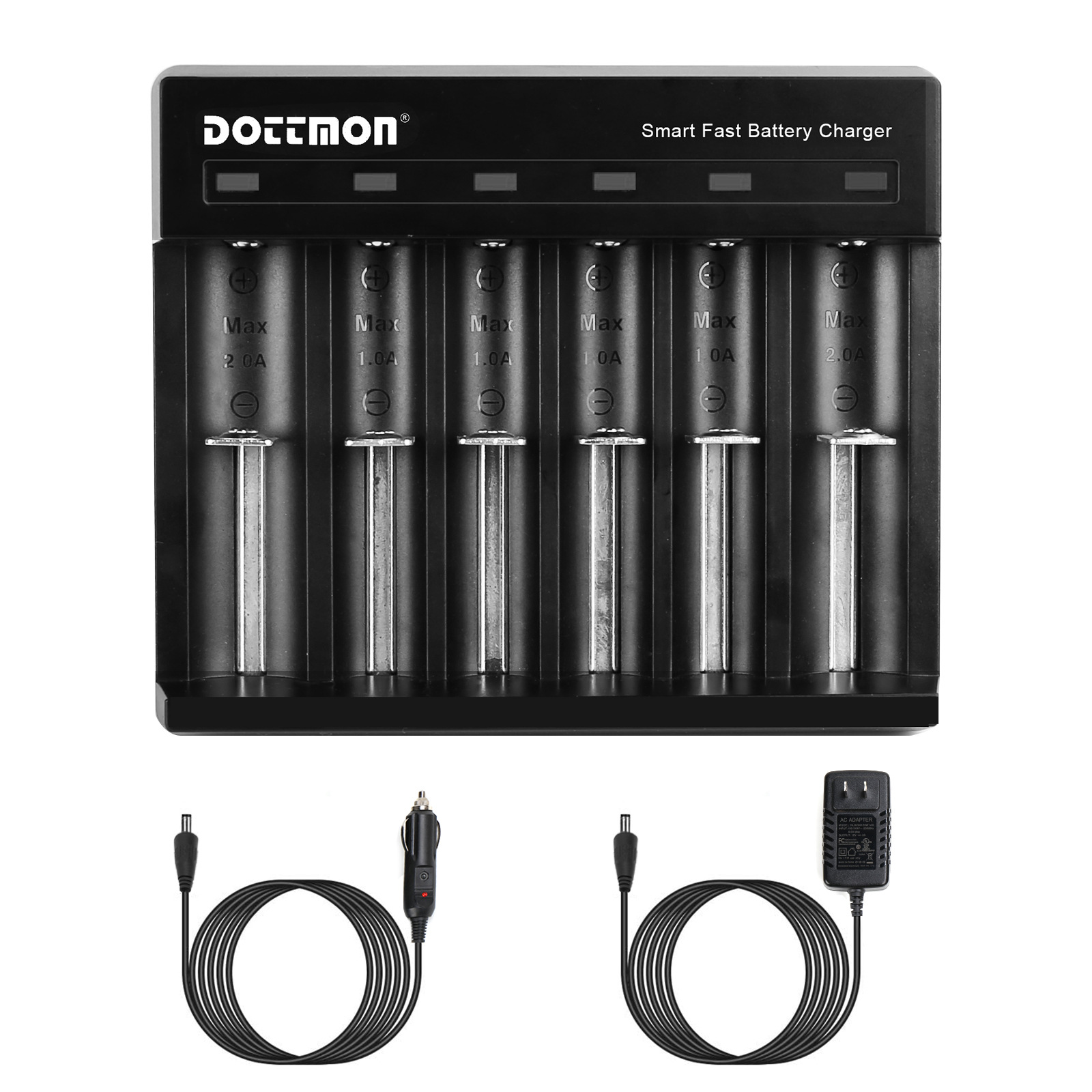 Six-slot lithium battery charger car 18650 fast charging No.7 No.5 high current flashlight strong light charging