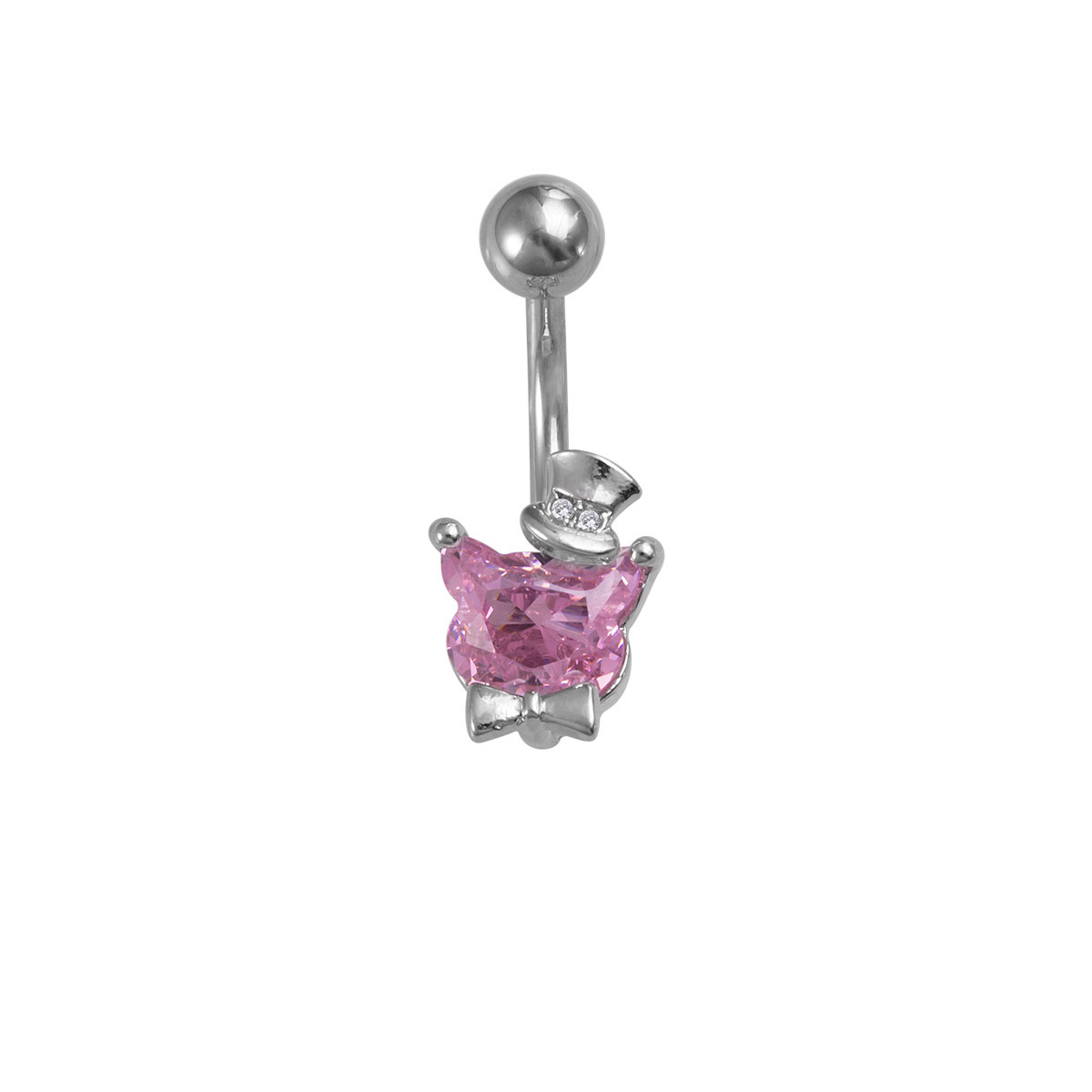 Navel Rings Belly Button Ring Stainless Steel Zircon Cat Devil_voghion.com
