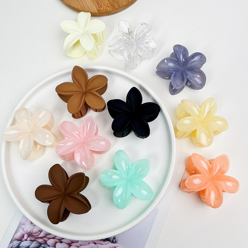 New matte egg flower claw clip, Korean Instagram-style floral hair clip with a high-end feel, shark clip hair accessory for women