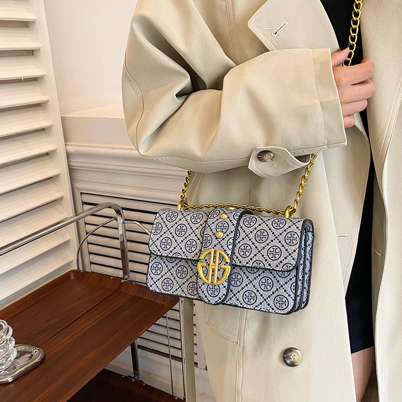 Nuove borse a tracolla alla moda e versatili, borsa quadrata piccola stampata, semplice borsa a tracolla con catena_voghion.com
