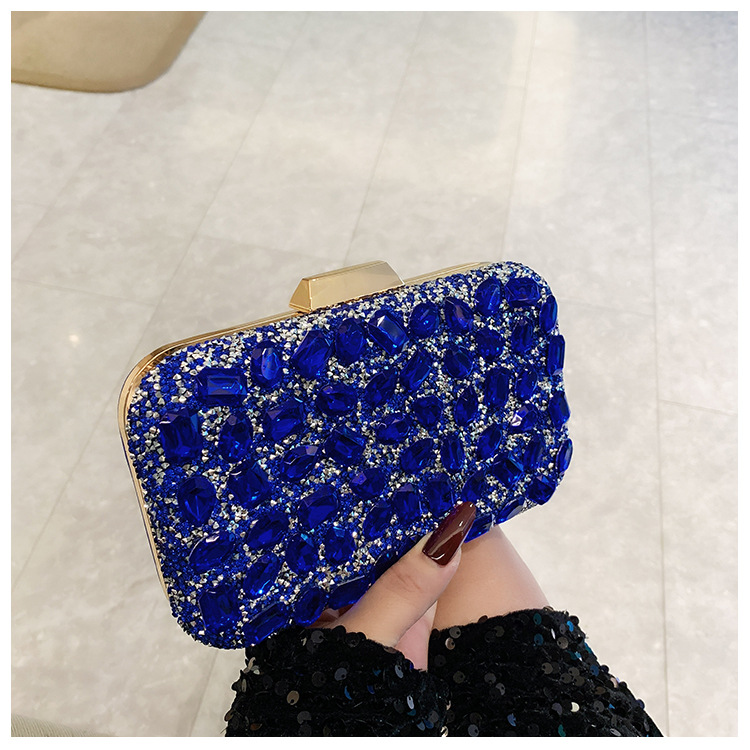 New cross-border full-diamond shiny bags, diamond-encrusted clutch bags, dinner bags, wedding banquet bags, party bags, small square bags and women's bags undefined