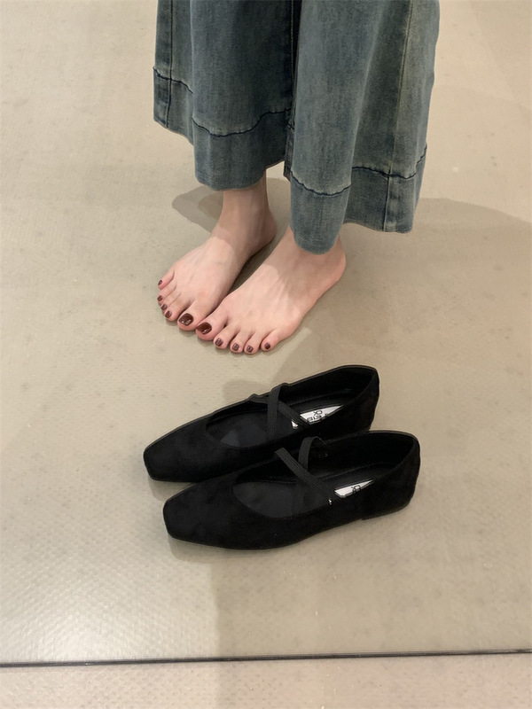 芭蕾风玛丽珍鞋女百搭平底配裙子浅口学院风单鞋一脚蹬奶奶鞋瓢鞋|undefined