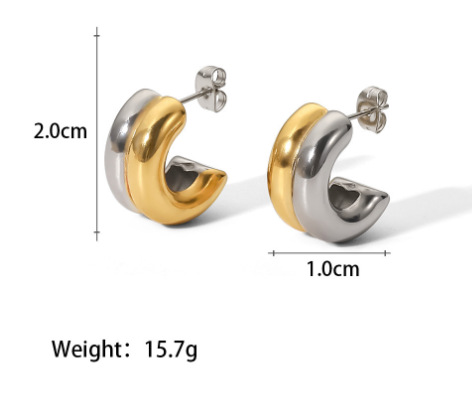 Women's Gender Vacation Simple Style Color Block Plating 304 Stainless Steel Ear Cuffs Earrings
