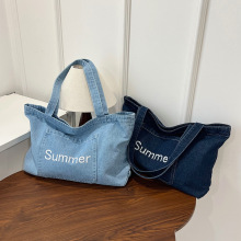 2025秋季新款ins帆布包包女潮韩国学院风字母托特包休闲大容量包