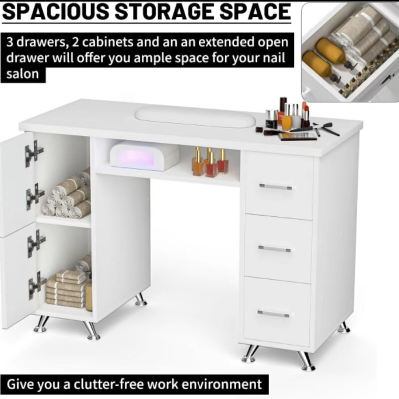 Cross-Border Manicure Table, Nail Workstation, White Nail Table, Tempered Nail Table Suitable for Manicurists, Portable