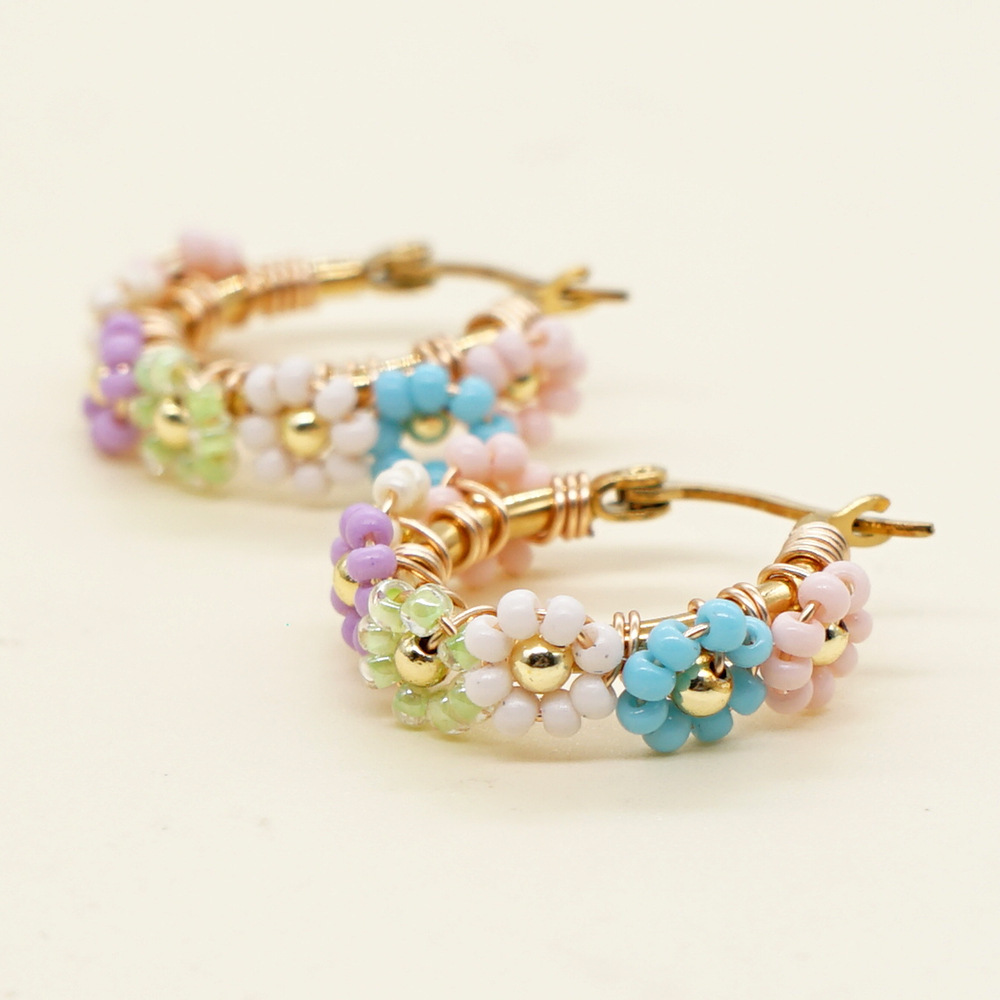 Flower Pattern 1 Pair Fashion Flower Handmade Glass Glass/colored Glaze Earrings