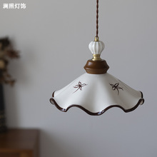 复古手绘陶瓷吊灯中古法式奶油风餐厅床头玄关入户民宿日式茶室灯
