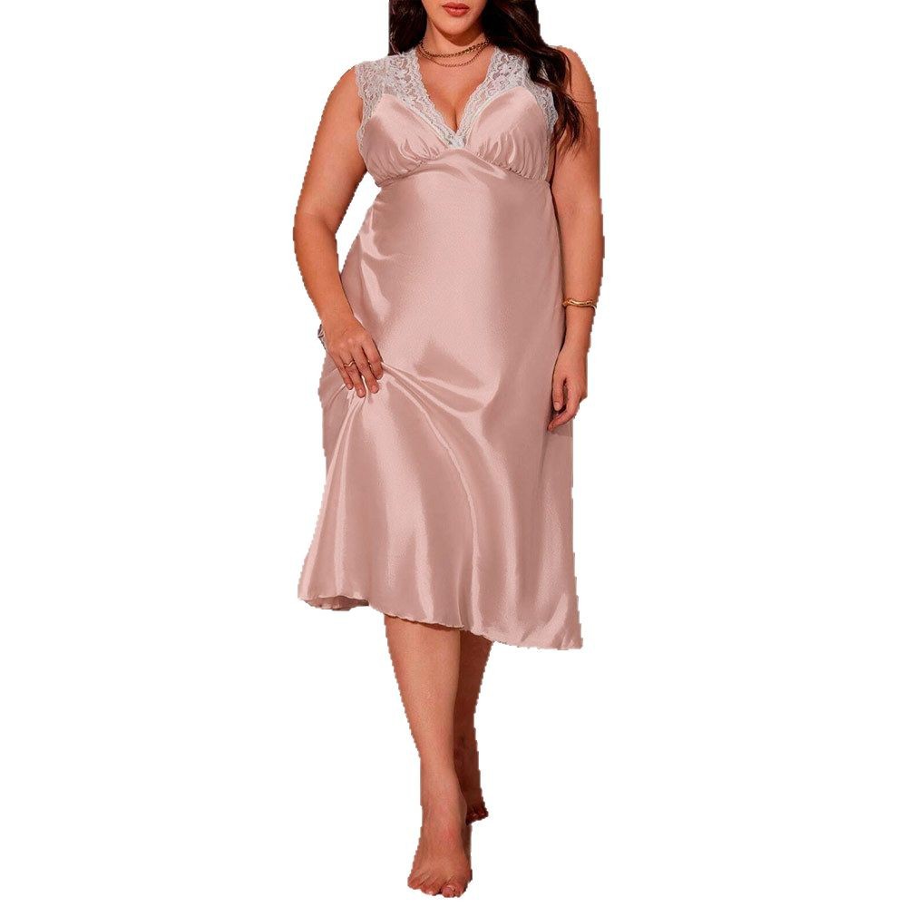 Nuevo estilo de verano pijamas para mujer costura de encaje color sólido sin espalda honda camisón largo servicio a domicilio SQ22069