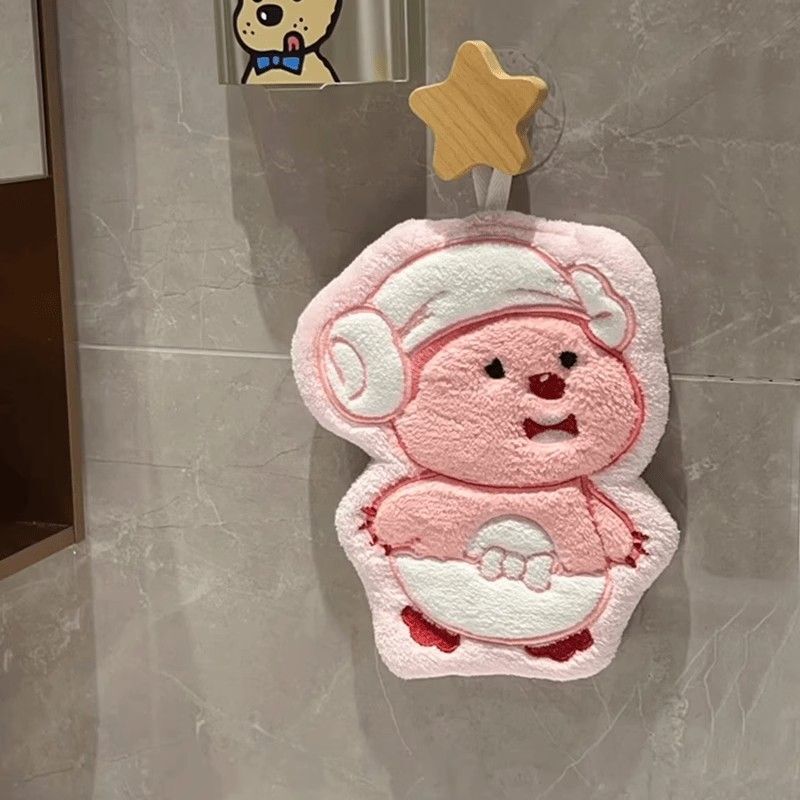 パチャ犬の手拭きタオル掛け式かわいい吸水速乾厚手家庭用浴室タオルキッチンハンカチ雑巾|undefined