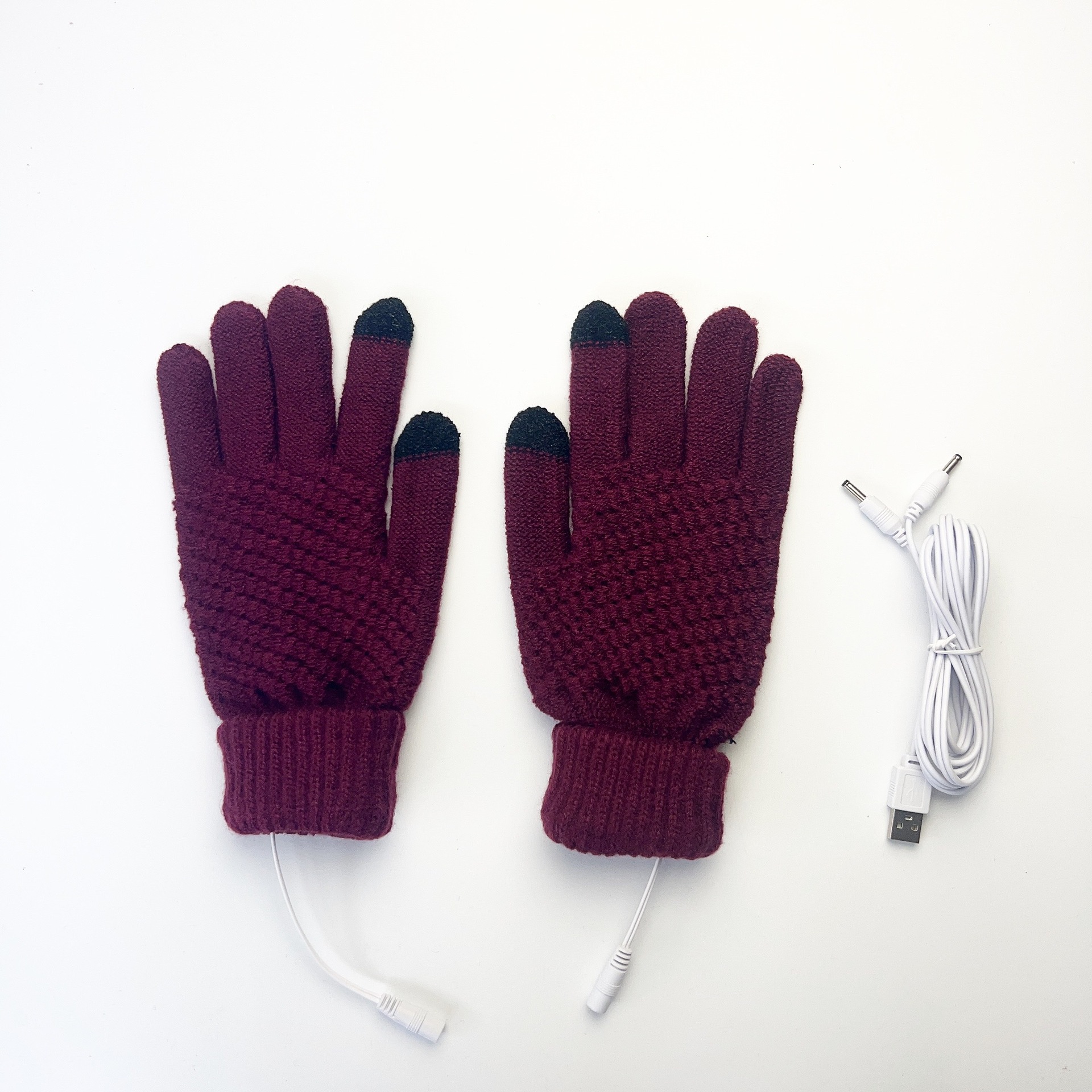 A cuadros de manga larga invierno pantalla táctil térmica suministro directo de fábrica Guantes eléctricos USB exclusivos transfronterizos 5-Dedo de punto de piña