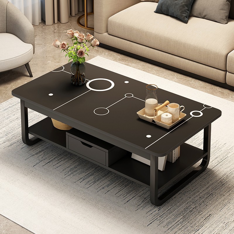 Mesa de café moderna mesa simple mesa de té pequeña sala de estar sala de alquiler de la casa sofá lateral varios luz Balcón de lujo neto mesa de té negro