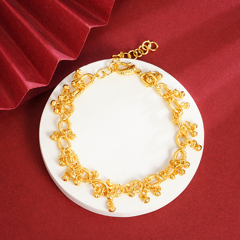 Viejo oro de arena de moda lujosa ligera y frutífera, pulsera de tendencia nacional femenina, joyas que no se desvanecen durante mucho tiempo