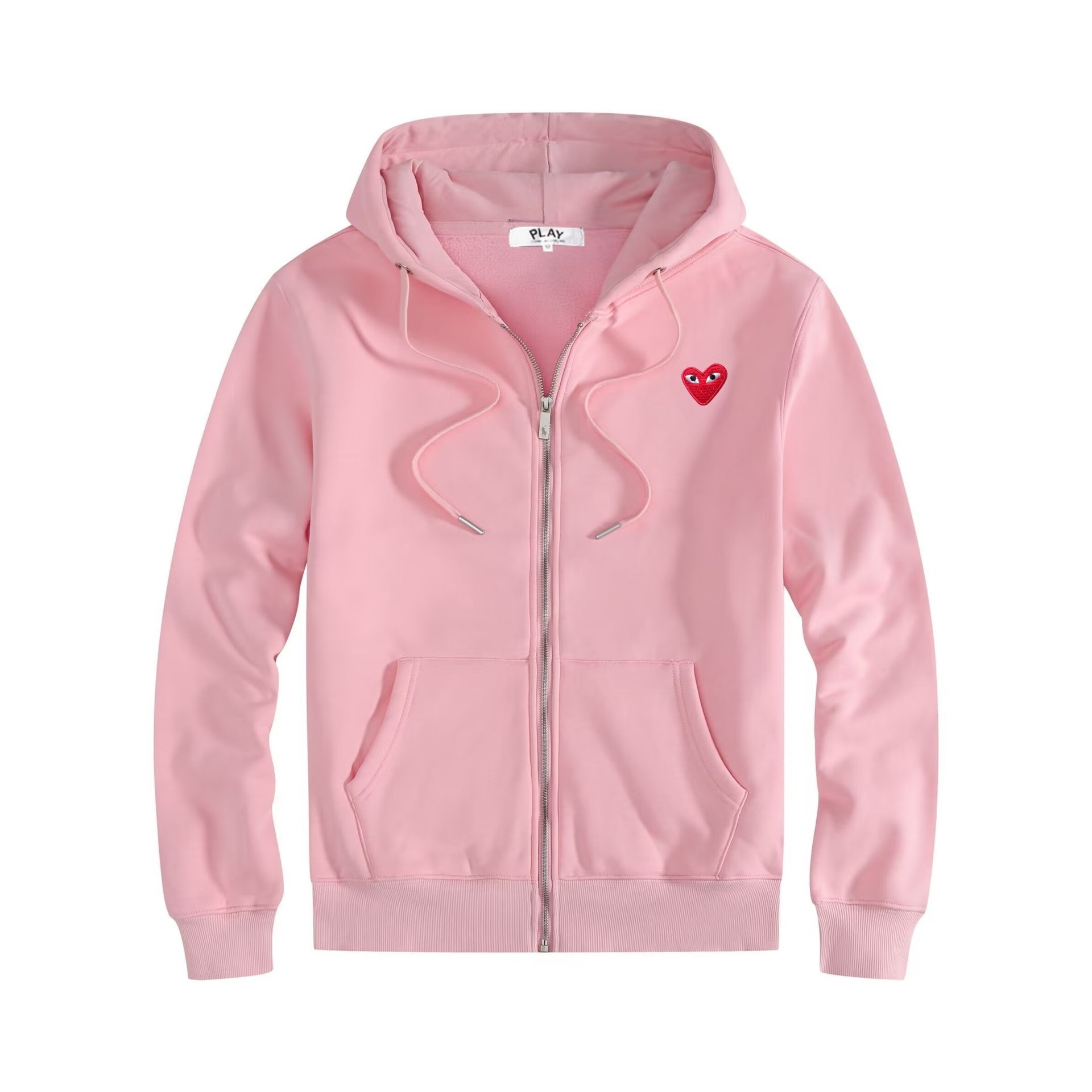 Comme des Garçons Play Zip Sweater Red Heart Pink