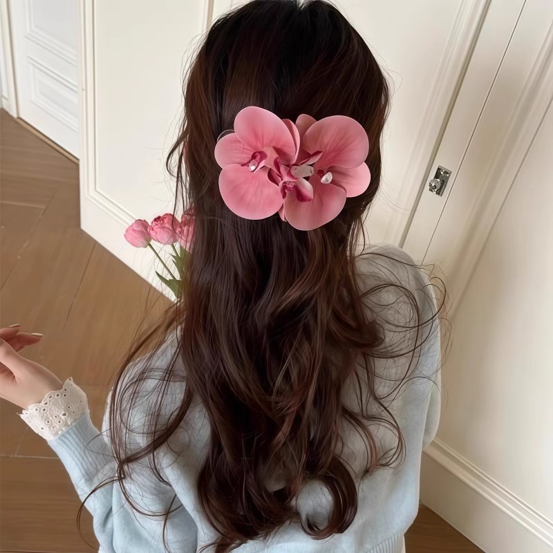 Romántico coreano rosa broca de pato broca de cabello de mujer grande primavera y verano sensación de atmósfera broca de cabeza media tarjeta de cabello