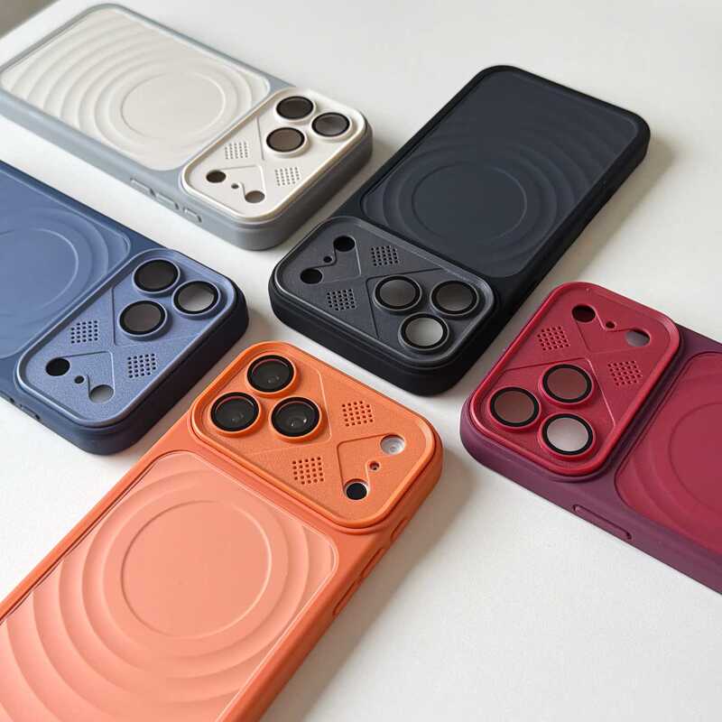 Suitable for Iphone17Promax Pure Color Wave Pattern Magnetic Phone Case Apple 16 Anti-Fall Ai Integrated Button 15