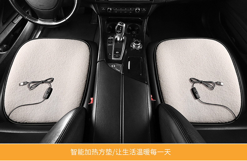 Winter Single and Double Seat Car Cigarette Lighter Office Heating USB Car Plush 12V Seat Cushion Car Heated Seat Cushion