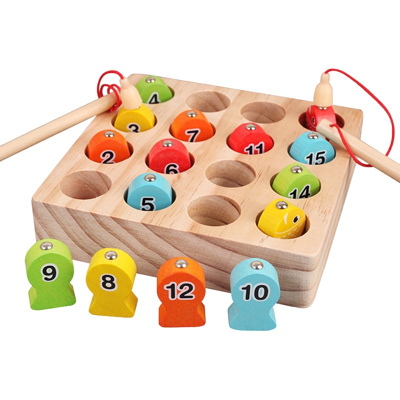 Juguetes de madera para niños juguetes magnéticos de pesca bebé Educación Temprana Inteligencia 1 desarrollo 2-3 años medio cerebro-Mover niños y niñas
