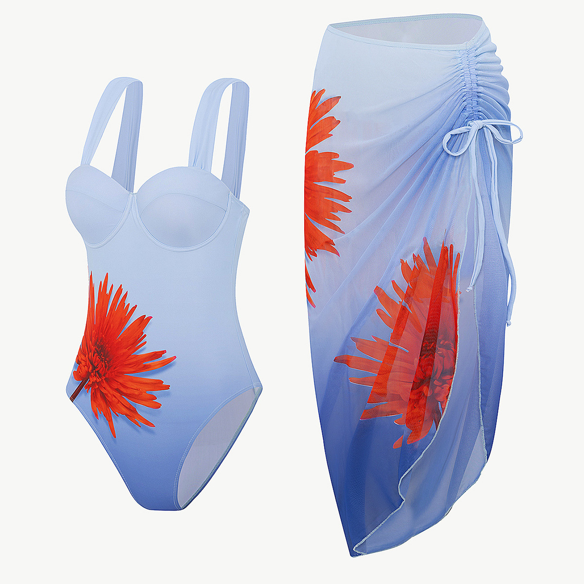 Comercio exterior transfronterizo europeo y americano bolso duro de impresión de verano con anillo de acero traje de baño de playa de una pieza mujer traje de dos piezas nuevo Amazon