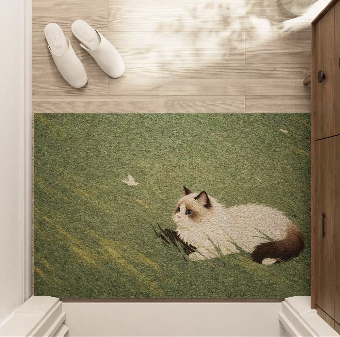 Grassland Small Animal Design Silk Loop Door Mat, Household Carpet, Entryway Dust Removal Non-Slip Foot Mat, Customizable Mat, Dropshipping Available