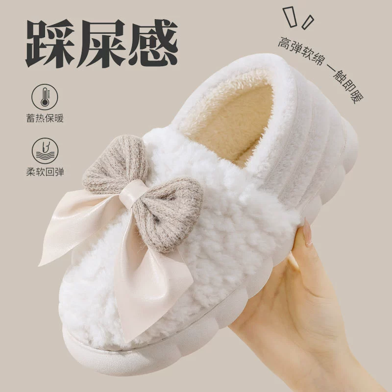 Бытовая толстая подошва новая обувь зимняя сумка и хлопчатобумажные тапочки женские комнатные домашние тапочки теплые плюшевые хлопчатобумажные туфли
