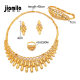 Jamila Dubai Bridal 24K Gold Plated Jewelry Set Middle East Ladies Necklace Bracelet Ring Earrings Four Piece Set