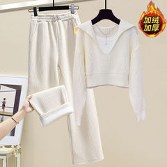 Women's Winter Set 2025 New Fashion, Youthful, Fitted Short-Sleeve Sweater and Casual Warm Pants Two-Piece Set